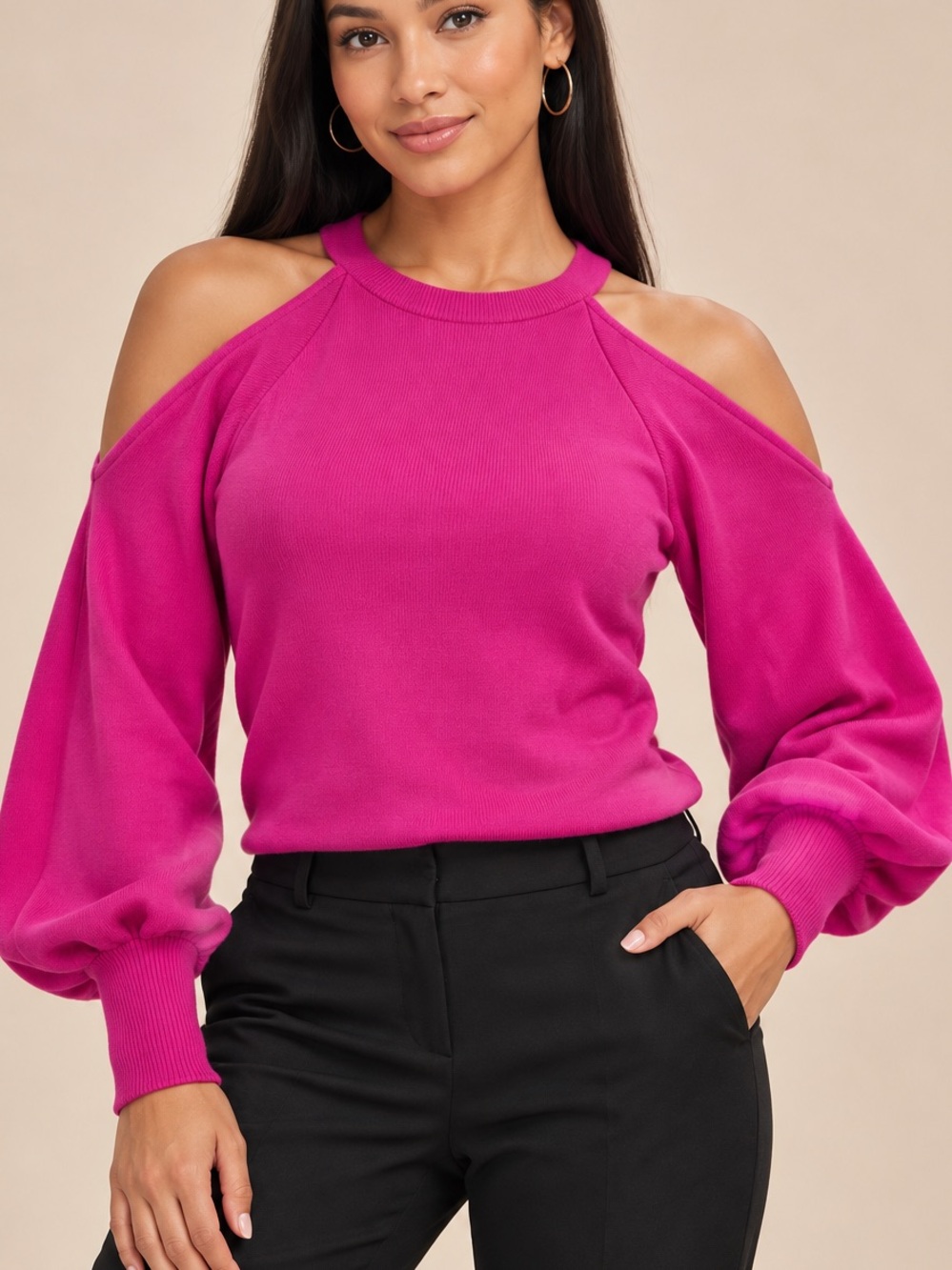 INC International Concepts Bold Fuchsia Crewneck Sweater